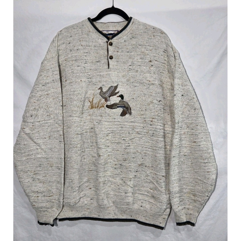 90s Shenandoah Embroidered 3D Textured Sweater Mens 2XLT Mallard Ducks
